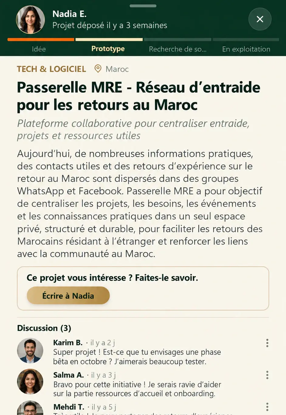 Un projet présenté par un membre de 212.social