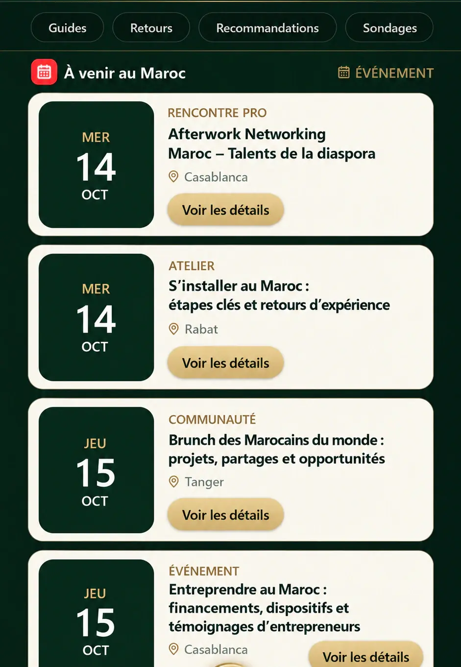 L’agenda des événements à venir au Maroc dans 212.social